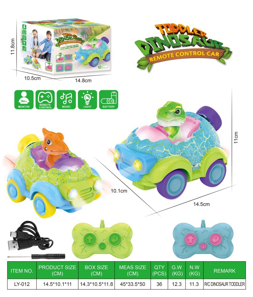Dinosaurios transfronterizos dibujos animados juguetes de luces Aliexpress coche de acrobacias para niños modelo de coche unicornio coche de control remoto