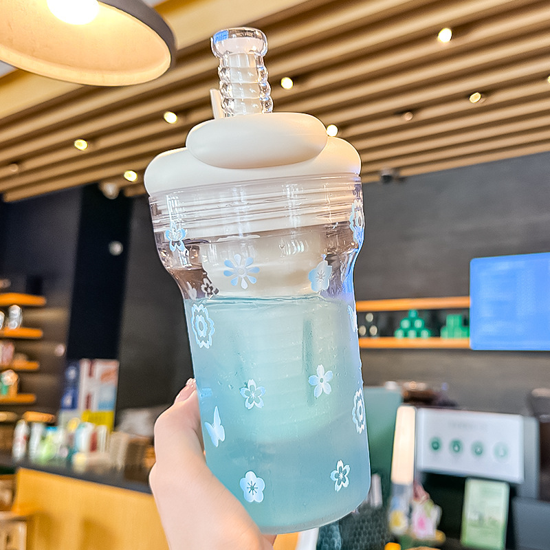 ウォーターカップ夏の女の子の見栄えの良いトリタンストローカップ 2025 新しい大容量ポータブルプラスチックカップ外出用|undefined