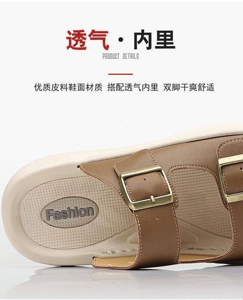 Dép sandal nam quai ngang đục lỗ kiểu La Mã, đế bằng 2 cm, thoáng khí — Màu nâu, màu đen chi tiết 11