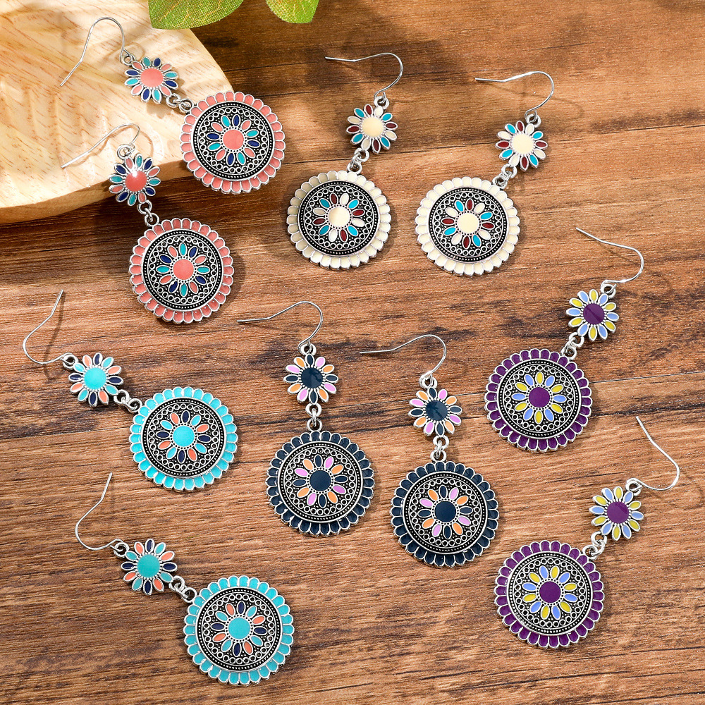 14g Weight Alloy Ear Needle Material Drop Earrings Classification 1 Pair Quantity Daily, Street Occasion Zinc alloy Material Geometric Pattern All Seasons Season Women's Gender Polished Finish Retro Style 1 Pair Retro Geometric Zinc Alloy Drop Earrings 18