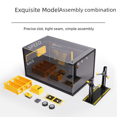 Alloy car model modification store model assembly scene toy dustproof storage box simulated car repair workshop wholesale
