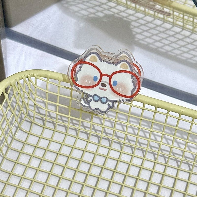 メガネ小動物ノートホルダー漫画インスタイル高価値両面クリップアクリルPPクリップ収納クリップテスト用紙クリップ|undefined