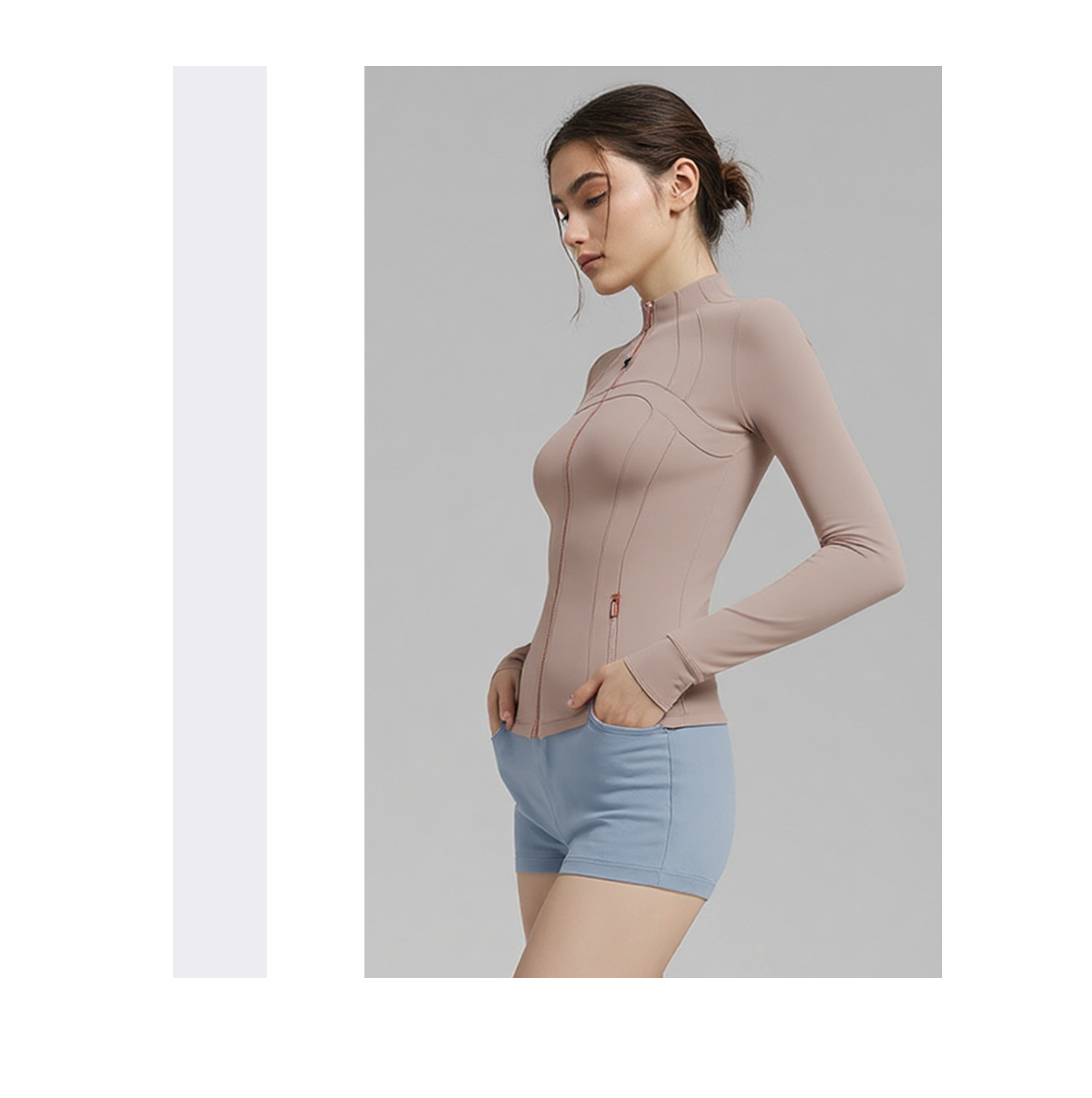 Women's Clothing Stand Up Collar Zip Up Cardigan Quick Drying Nylon Sports Top For Yoga Autumn Fashion_ecoleips.com