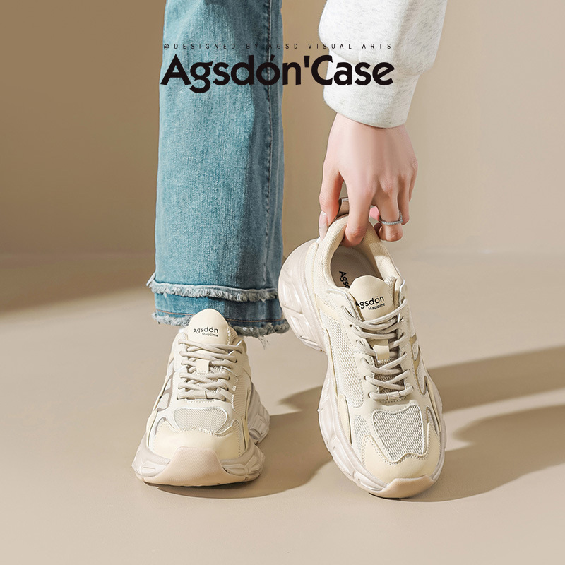 Augustion zapatos de papá de suela gruesa para mujer 2025 nuevo estilo de malla de verano zapatos deportivos casuales ligeros zapatos para correr para estudiantes