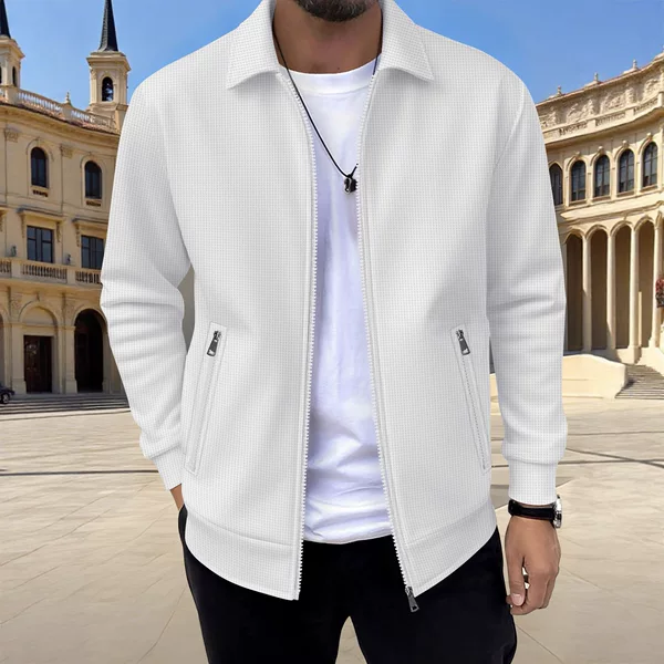 2025 New Amazon Cross-Border Casual Men's Winter New Solid Color Pocket Zipper Long-Sleeved Jacket