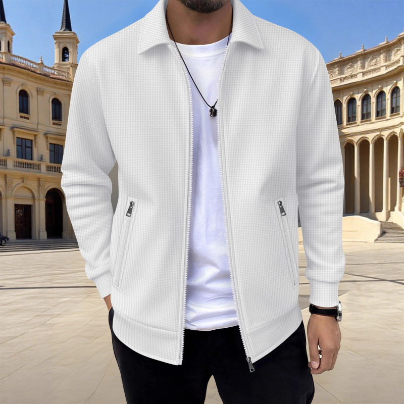 2025 New Amazon Cross-Border Casual Men's Winter New Solid Color Pocket Zipper Long-Sleeved Jacket