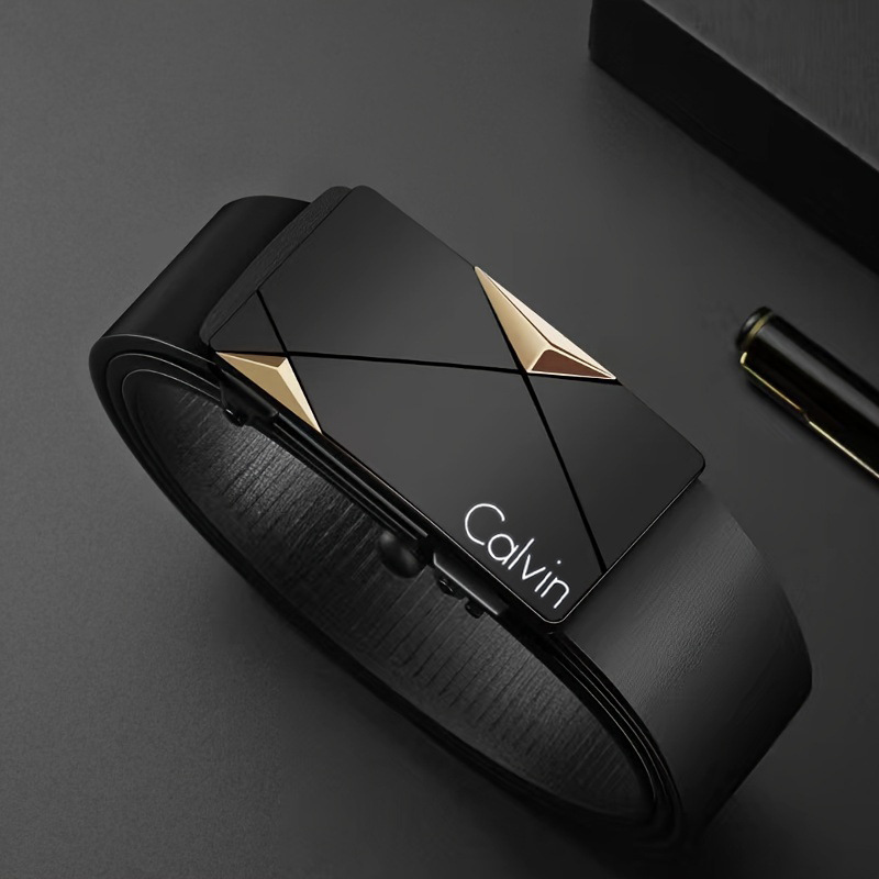 Cinturón Paul para hombres jóvenes y de mediana edad sin dientes, hebilla automática, cinturón interior, cinturón de PU anti-cuero general, por lotes