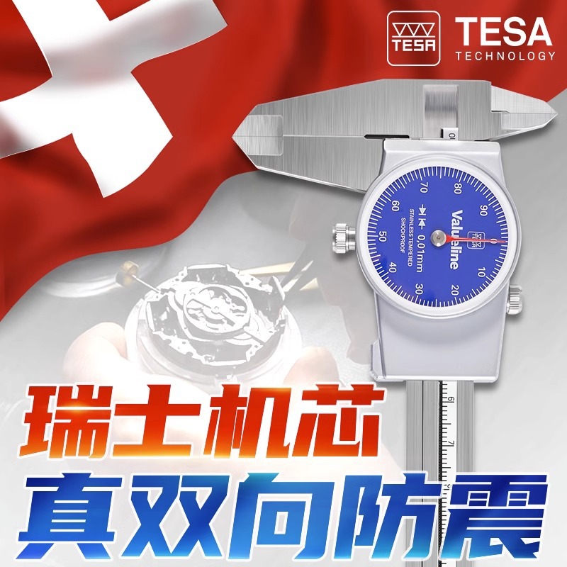 瑞士TESA带表卡尺0-150-200mmVL系列进口机芯双向防震高精度0.01