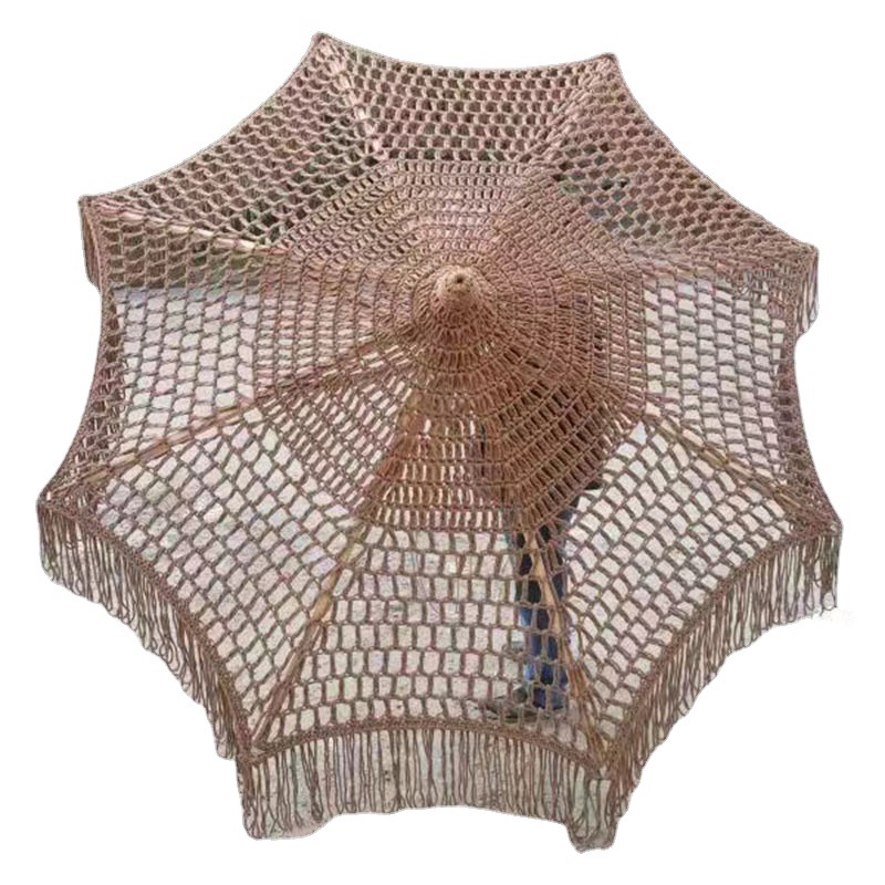 Paraguas al aire libre Paraguas de playa Paraguas tejido Simulación de paja Granizo Patio al aire libre Granja Paraguas