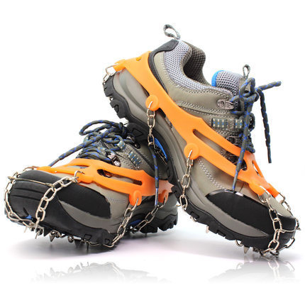 Outdoor 10-Tooth Stainless Steel Ice Grips Anti-Slip Shoe Covers with Snow Claws—Universal Size for Hiking, Fishing, and Use on Snow, Mud, or Icy Surfaces