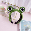 Cute cartoon headband for face washing, non-slip fashionable knitted hairpins, demi-season hair accessory, big eyes, frog