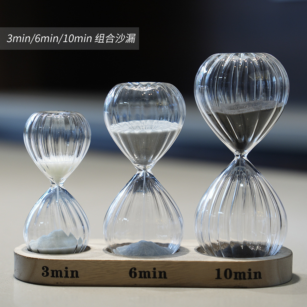 Set creativo reloj de arena 3 6 10 minutos combinación temporizador ins moda decoración del hogar artesanía de vidrio image 2