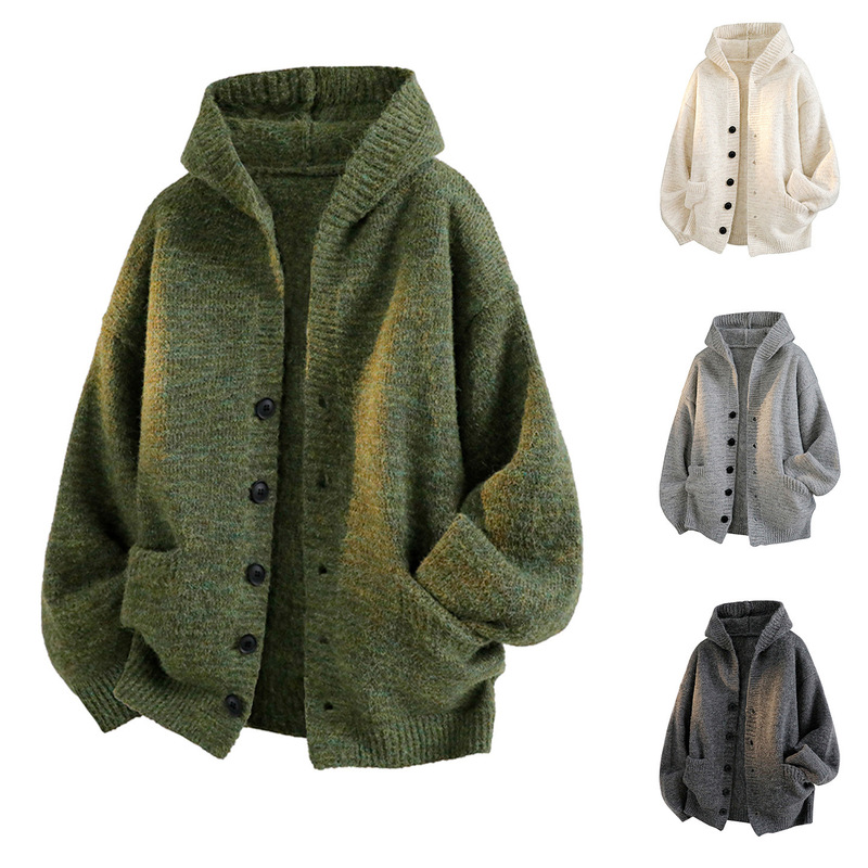 Hooded Cardigan Knitwear Men's Autumn and Winter Outwear Seahorse Hair Lazy Loose Knitwear Foreign Trade Cross-Border Wholesale Hooded Cardigan Knitwear Men's Autumn and Winter Outwear Seahorse Hair Lazy Loose Knitwear Foreign Trade Cross-Border Wholesale