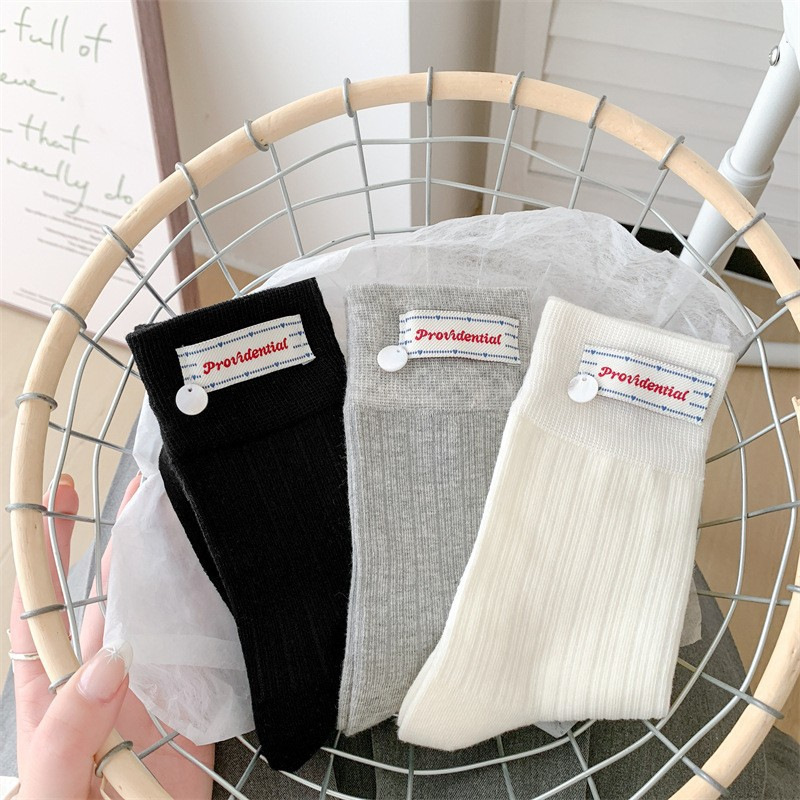 2025 Korean Style Solid Color Fabric Label Shell Socks Women's Mid-Calf Socks for Spring, Autumn, and Summer, Slouch Socks to Pair with Birkenstock Shoes 2025 Korean Style Solid Color Fabric Label Shell Socks Women's Mid-Calf Socks for Spring, Autumn, and Summer, Slouch Socks to Pair with Birkenstock Shoes