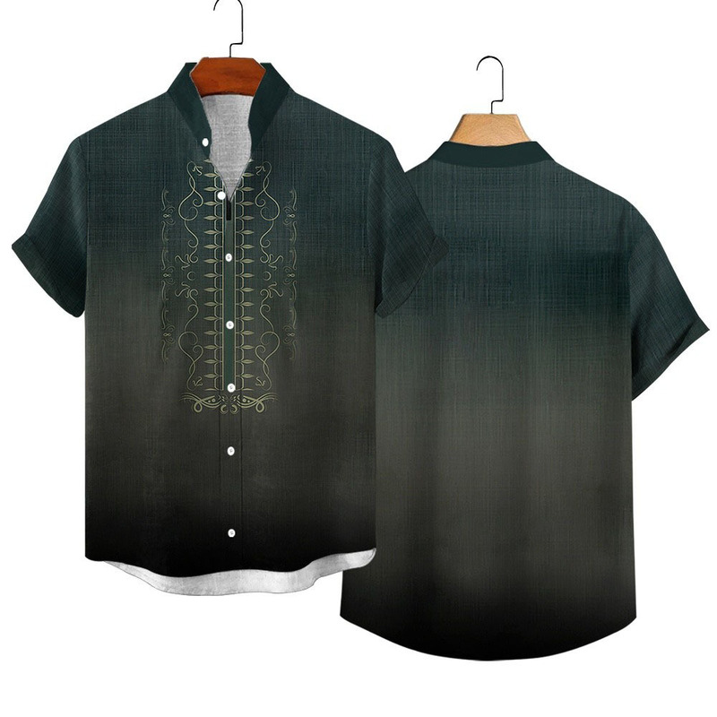 Cross-border Amazon Shrimp Independent Station TK Hot Selling Explosions 3D Printed Stand Collar ASEAN Philippine Style Shirt