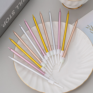 Gold Single Packaging Bag Pencil Straight Candle Baking Cake Decoration Creative Romantic Gold-Plated Birthday Plug-In