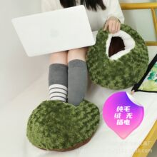 电脑拖网红胖鞋保暖加厚拖鞋冬款毛毛鞋后跟防寒棉拖鞋加绒加厚