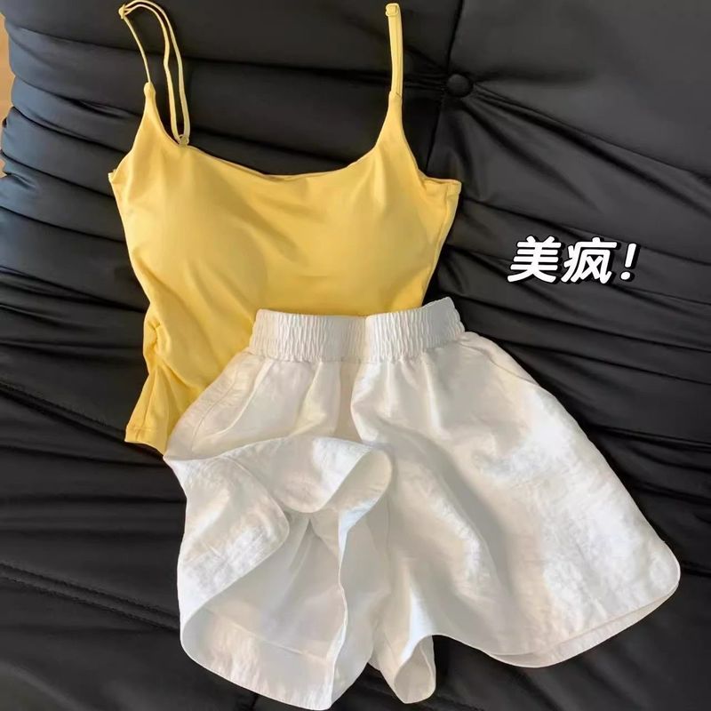 胸パッド付きパジャマ夏の女性2025の新しい氷糸の薄いストラップ半袖の甘いレースのパジャマの女性の家の服|undefined
