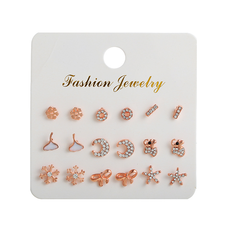 Fashion Sun Star Moon Alloy Inlay Artificial Pearls Rhinestones Women's Ear Studs 1 Set display picture 17