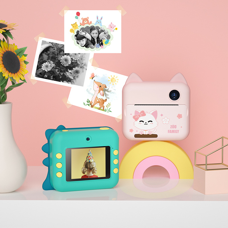 Nueva cámara para niños HD 1200W delantera y trasera cámara imprimible de dibujos animados cámara divertida Polaroid spot