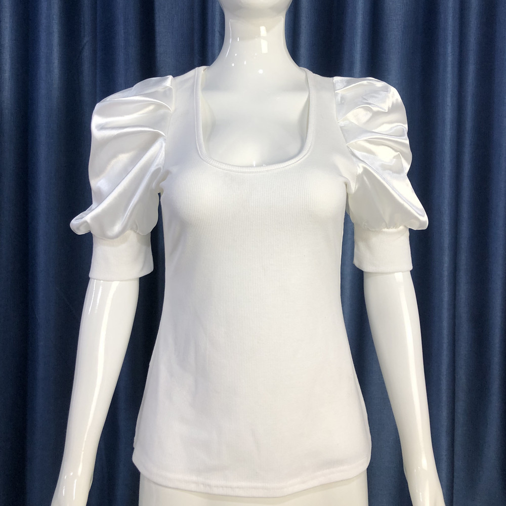 175g Weight Wholesale Women's Simple Style Solid Color Short Sleeve Patchwork T-Shirts