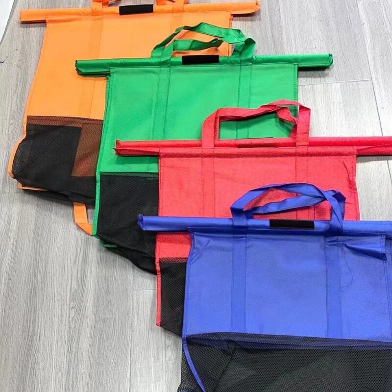 Labelable Non-woven Shopping Bag Foldable Super Large Capacity Supermarket Storage Bag Four-piece Set Different Color Classification