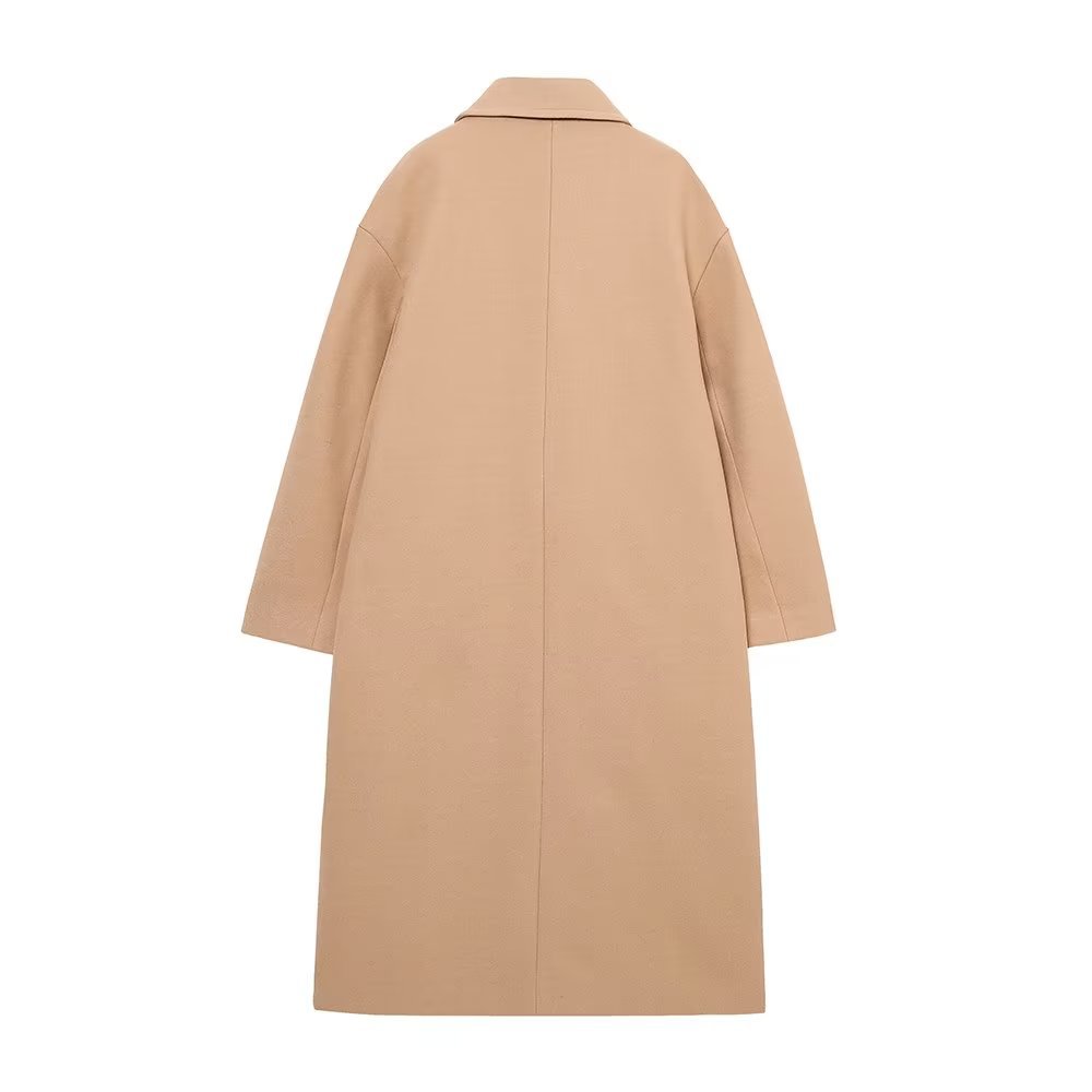 Women Autumn Winter Thick Long Coats Vintage V Neck Long Sleeve Pockets Jackets Fashion 2023 Elegant Female Coats_voghion.com