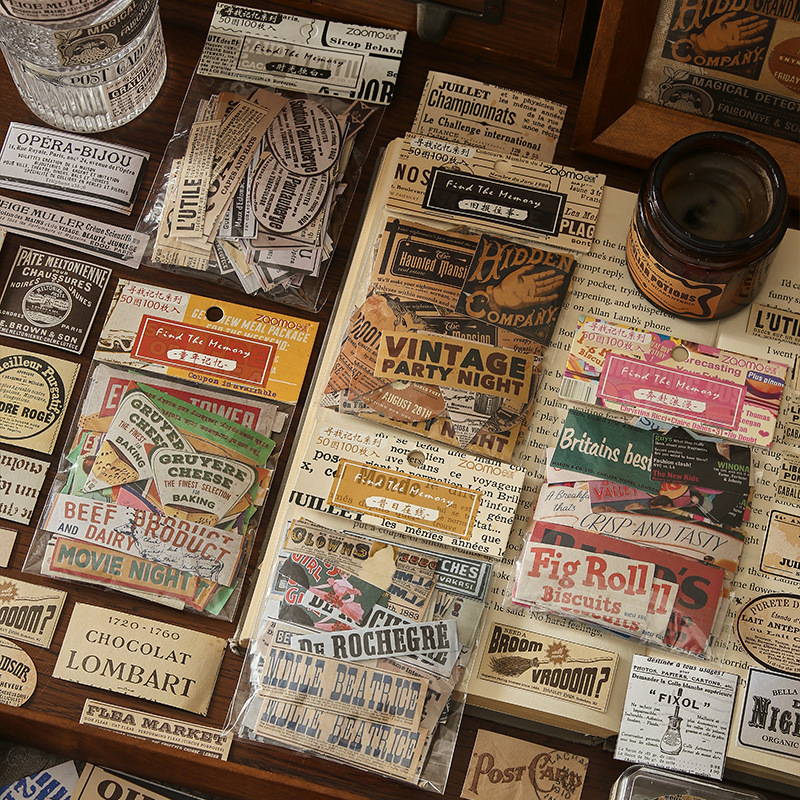 Morning foam sticker bag looking for memory series retro ins Wind hand account material decorative stickers 100 into 8