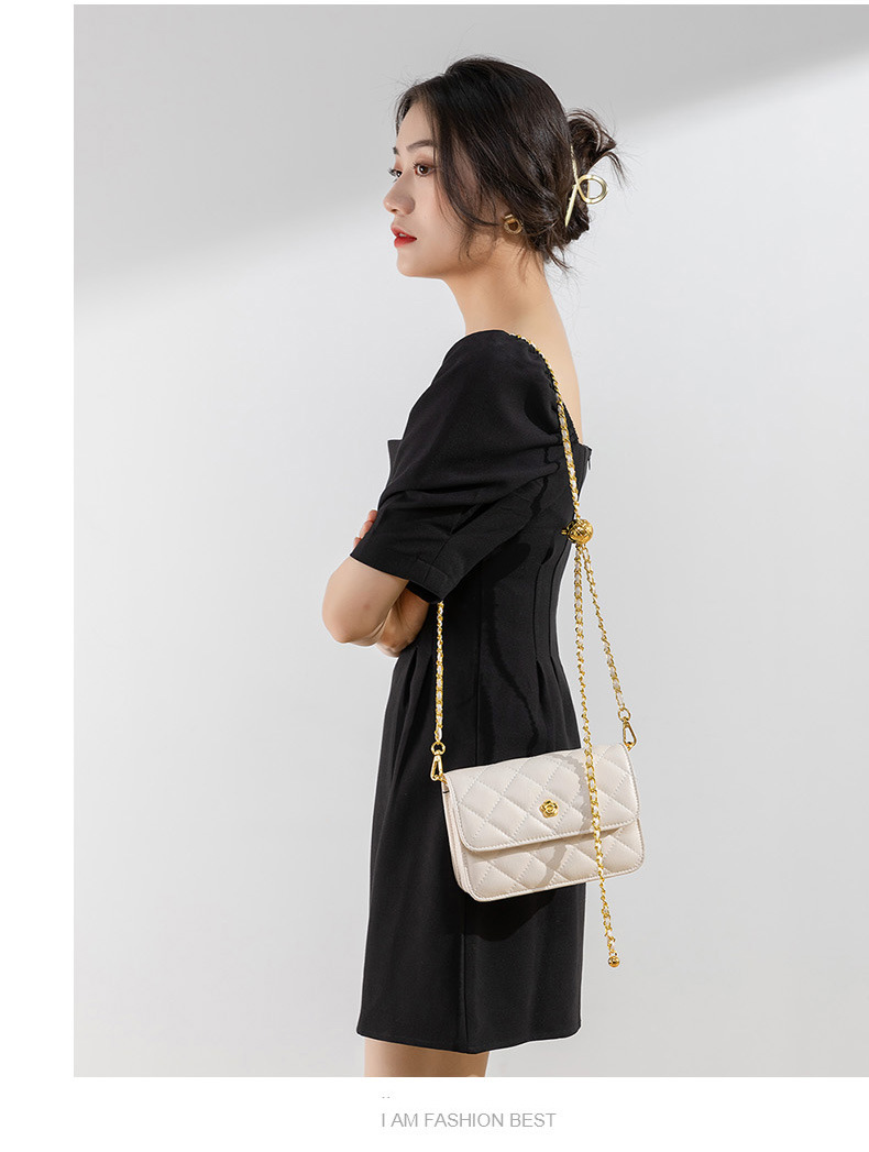 Túi đeo chéo nữ dây xích ngọc trai họa tiết kim cương giả cao cấp — Cỡ nhỏ màu trắng, Cỡ lớn màu trắng, Cỡ nhỏ màu đen, Cỡ lớn màu đen chi tiết 11