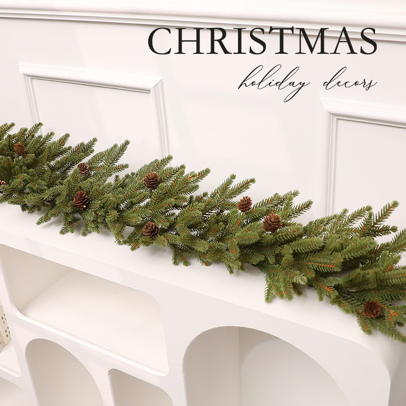 2025 nuevo estilo PE flor de Navidad anillo de cedro frío ratán pared colgante de ventana adorno de Navidad adorno al por mayor