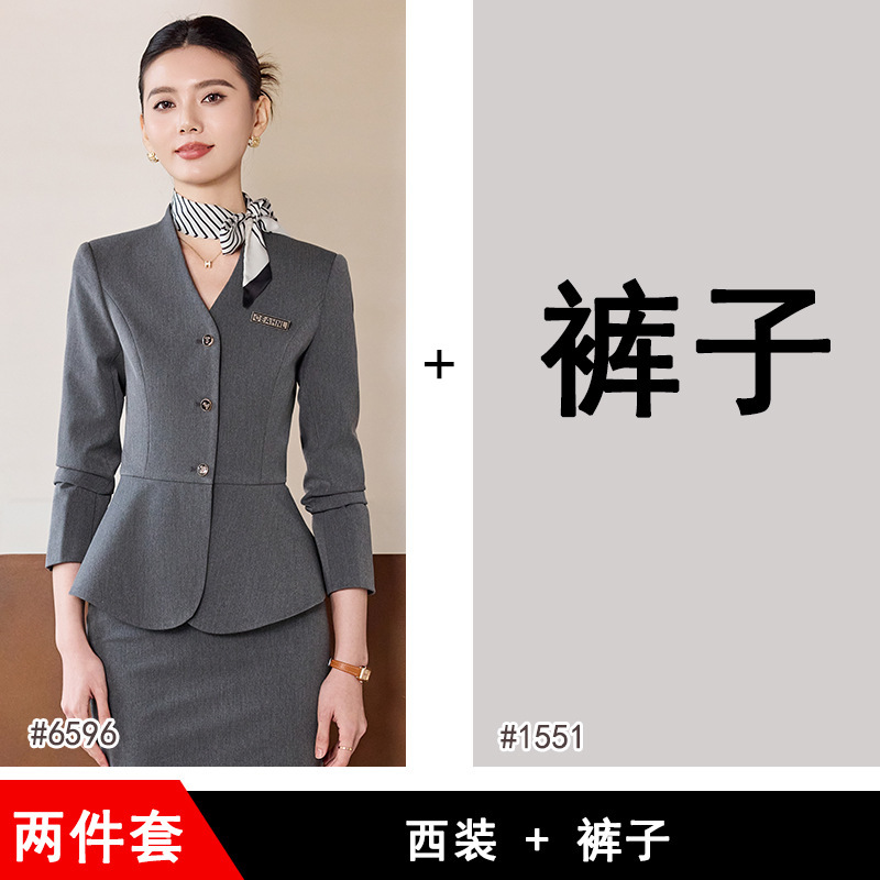 高级感西装套装女秋冬2025新款职业装V领工作服正装修身西服外套|undefined