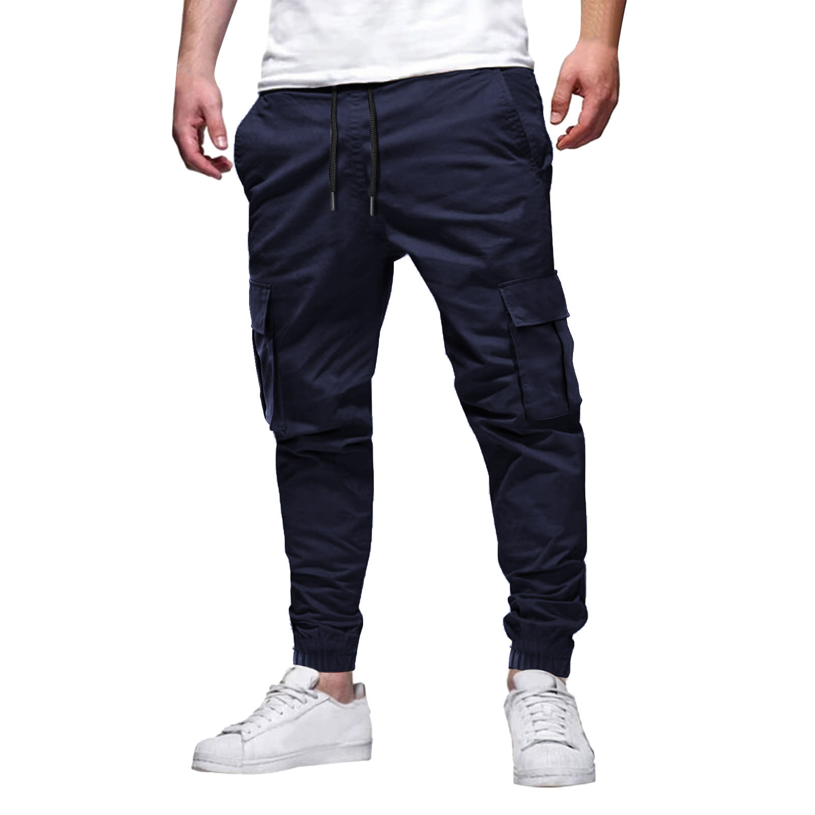 Pantalon décontracté multipoches à cordon de serrage pour homme, style japonais, collection automne-été._voghion.com