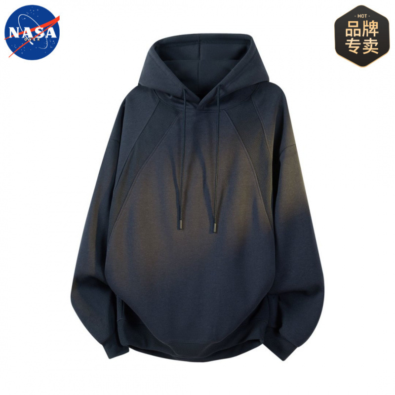 NASA品牌秋季高质量设计感长袖卫衣男士休闲纯色宽松百搭潮流上衣|undefined