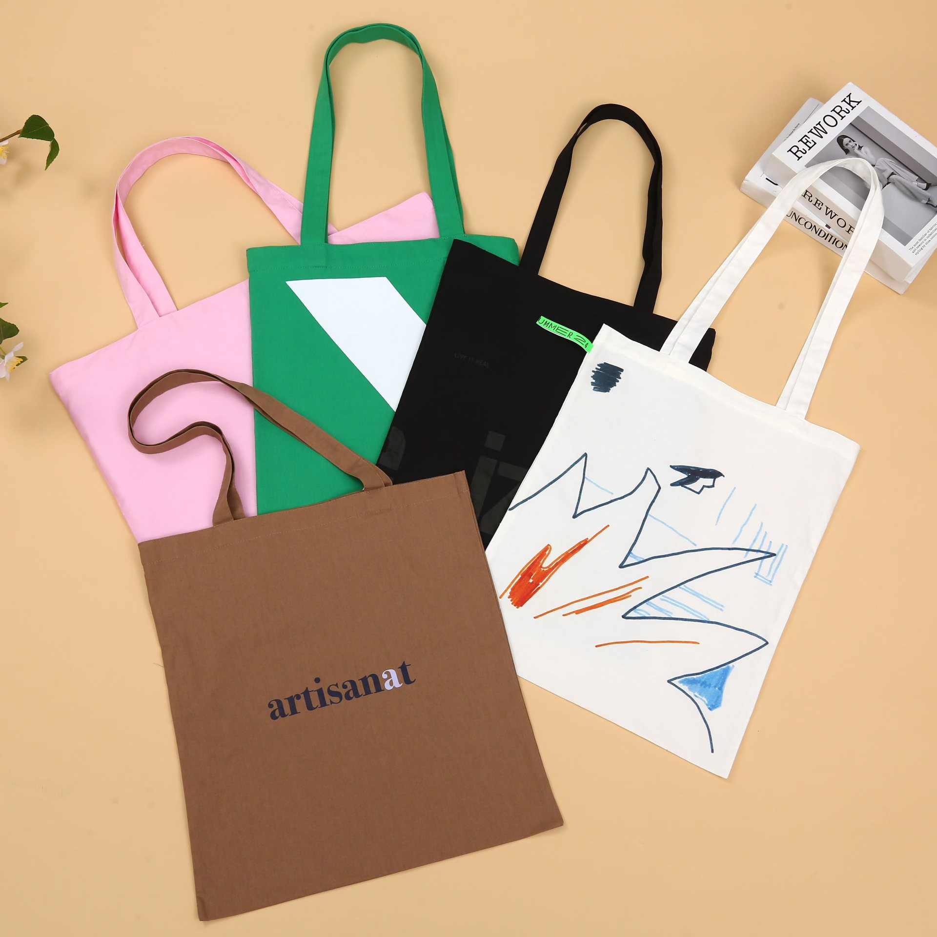 厂家批发帆布手提袋可印LOGO棉布袋学生服饰收纳袋休闲简约ins高