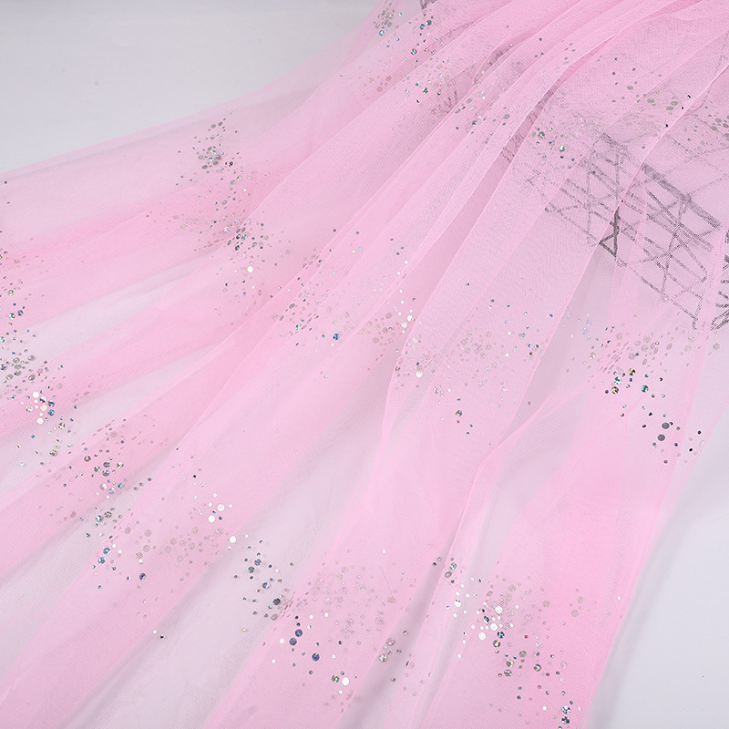 现货INS银河点网纱面料TUTU裙女装网布流星雨银镭亮片网纱软汉服