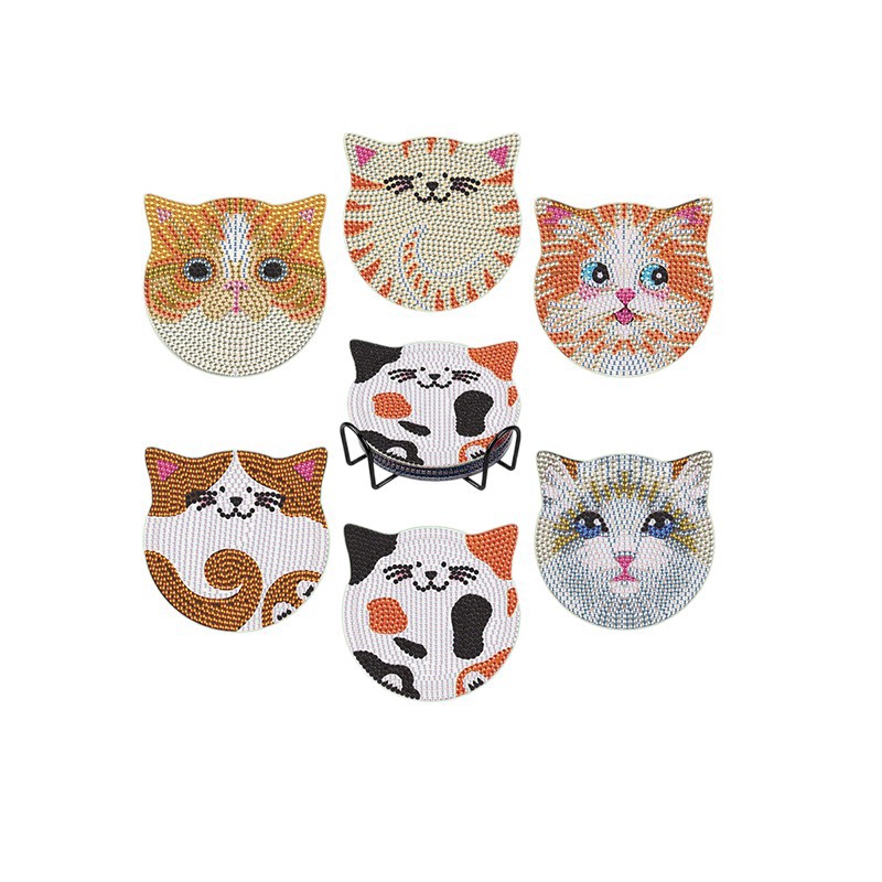 Personalizado al por mayor acrílico diamante pintado almohadilla de taza Amazon explosión de diamante completo 5D mano diy almohadilla de dibujos animados aislamiento térmico