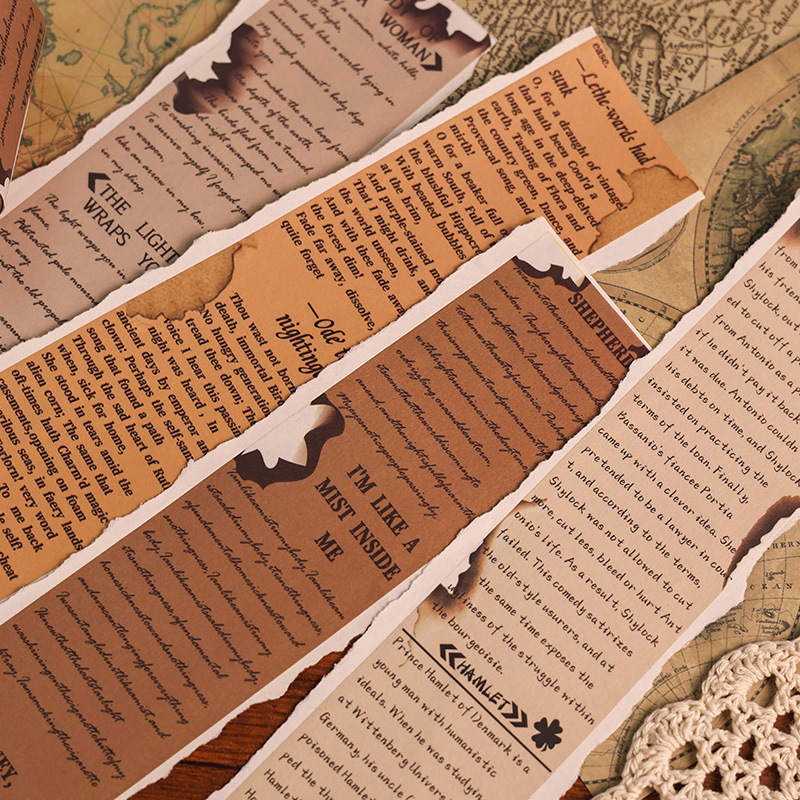 Romántico retrógrado Inglés escritura de mano paisaje y cinta adhesiva Diy Retrógrado Inglés escritura de mano pegatinas rollos