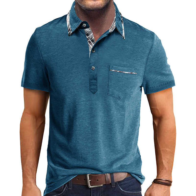 Verano nuevo estilo de los hombres europeos y americanos camiseta de solapa de manga corta para hombres de comercio exterior camisa POLO para hombres Amazon casual top al por mayor