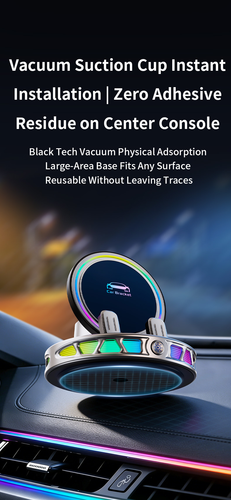 Cross-Border Hot-Selling Car-Mounted Smart Electric Phone Holder with Wireless Charging, Stable Navigation Support for the Dashboard