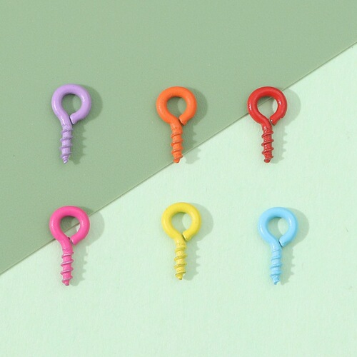 Handmade DIY jewelry accessories 50 colorful spray-painted iron sheep's eye screws and horn nails for making keychain materials