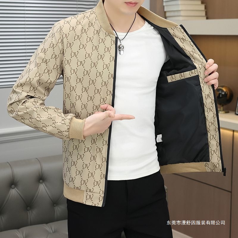 男士外套春秋季新款青年韩版潮流印花薄款棒球服上衣百搭男装夹克