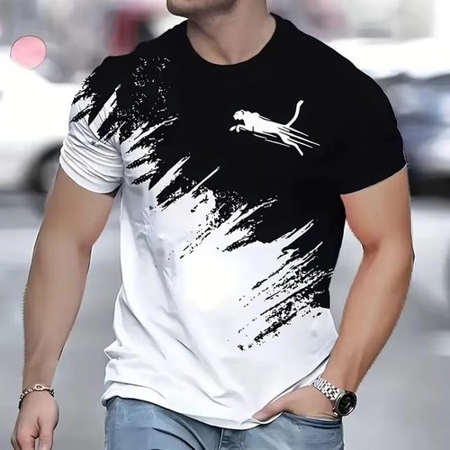 2025 Cross-border Bestselling Athletic Shirt Street Fashion Short-Sleeve T-Shirt Loose Men's 3D Digital Printing Foreign Trade