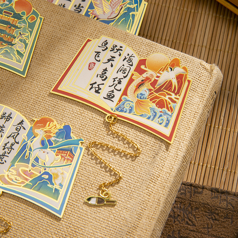 Chinese Style Metal Bookmark Retro Classical Beautiful Creative Ancient Style Book Clip Creative Gift Souvenir for Travel Wholesale
