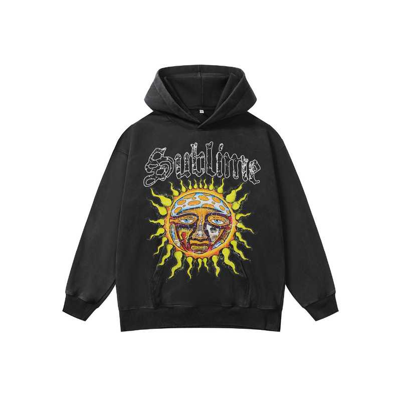 2025 Autumn Sublime New American Street Style Couple Sweatshirt Digital Print Washed Men's Versatile Jacket