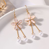 Earrings, fashionable retro silver needle with tassels from pearl