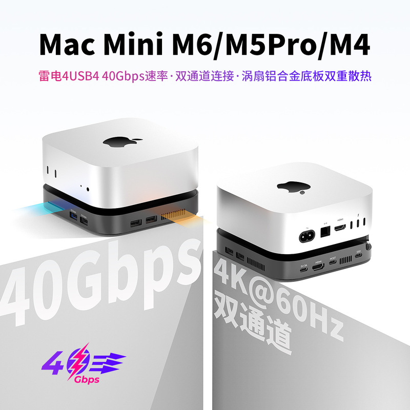 Macminim6/M5Pro/M4 Thunderbolt 4 Dual-Channel 40g Solid-State Rate Usb4 HDMI 4K60 Expansion Dock