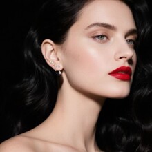 黄铜真金电镀 欧美跨境热销 水滴形圆圈镶锆石耳钉个性六件套套装