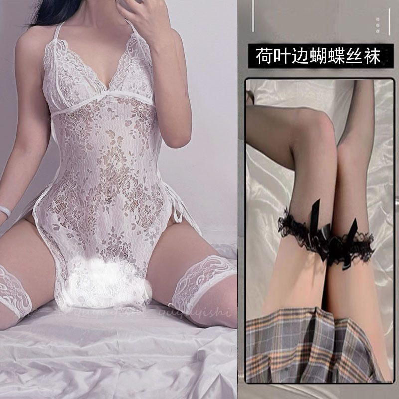 + 검은 나비 레이스 스타킹