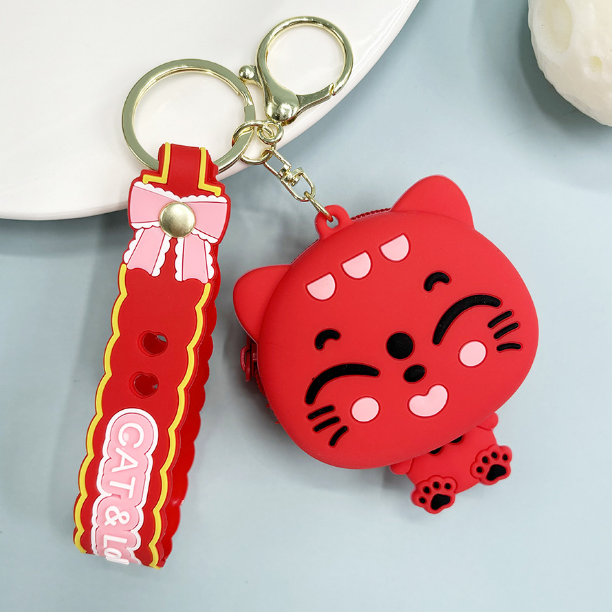 Super lindo Sanliou pareja de almacenamiento bolso de cambio llavero lindo monedero de fresa oso colgante bolso de llaves de chicas