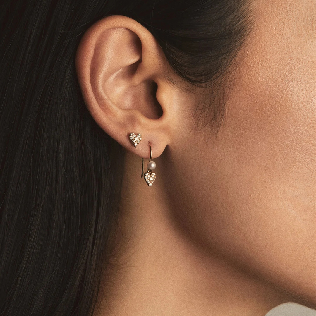 Pendientes colgantes de corazón con perla y diamantes para mujer_voghion.com
